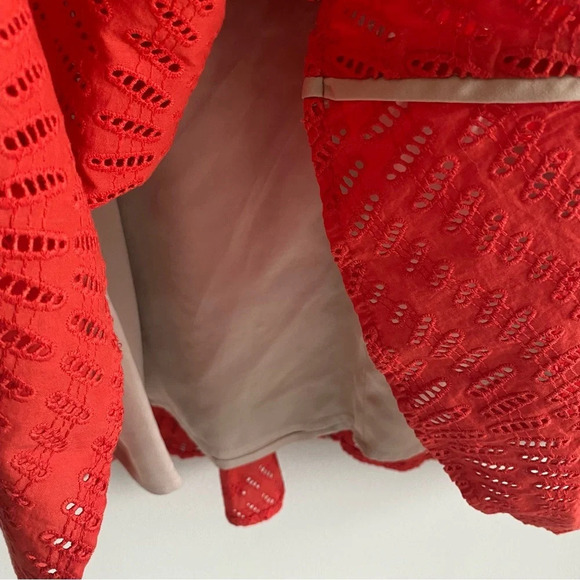 VINCE Camuto 100% Cotton Eyelet Orange Sleeveless Fit & Flare Mini Dress Size 10 - Picture 9 of 13